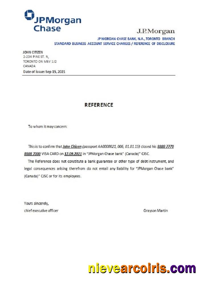 Canada JP Morgan Chase closure reference